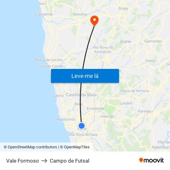 Vale Formoso to Campo de Futsal map