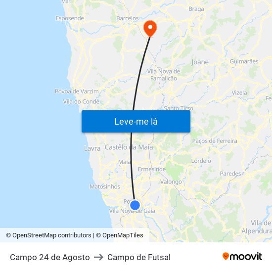 Campo 24 de Agosto to Campo de Futsal map