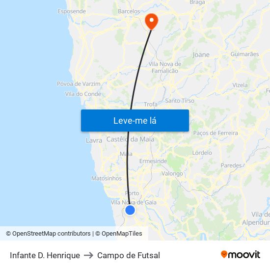 Infante D. Henrique to Campo de Futsal map