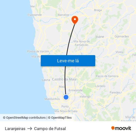 Laranjeiras to Campo de Futsal map