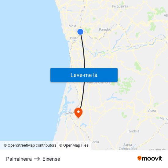Palmilheira to Eixense map