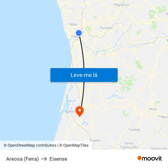 Areosa (Feira) to Eixense map