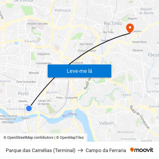 Parque das Camélias (Terminal) to Campo da Ferraria map