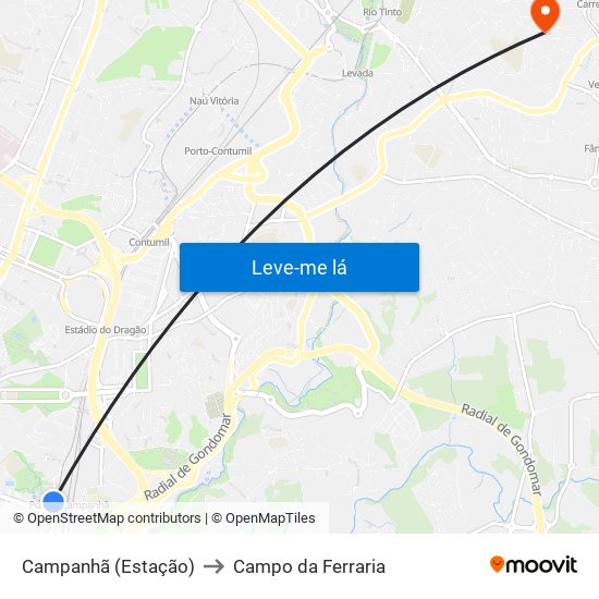 Campanhã (Estação) to Campo da Ferraria map