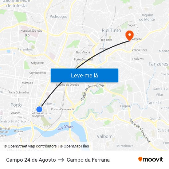 Campo 24 de Agosto to Campo da Ferraria map