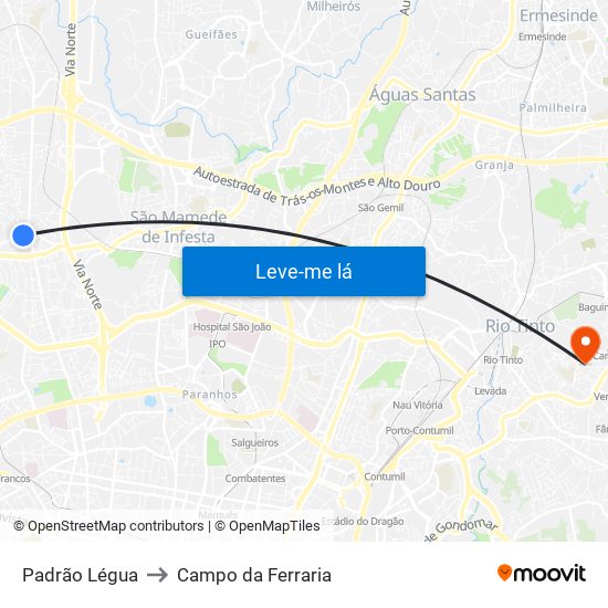 Padrão Légua to Campo da Ferraria map
