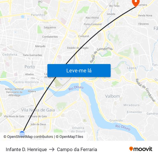 Infante D. Henrique to Campo da Ferraria map