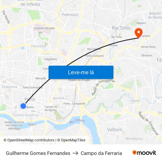 Guilherme Gomes Fernandes to Campo da Ferraria map