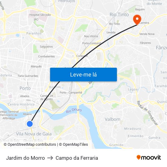 Jardim do Morro to Campo da Ferraria map