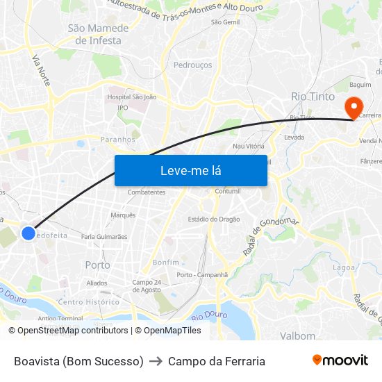 Boavista (Bom Sucesso) to Campo da Ferraria map