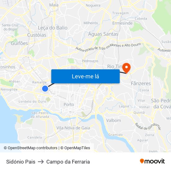 Sidónio Pais to Campo da Ferraria map