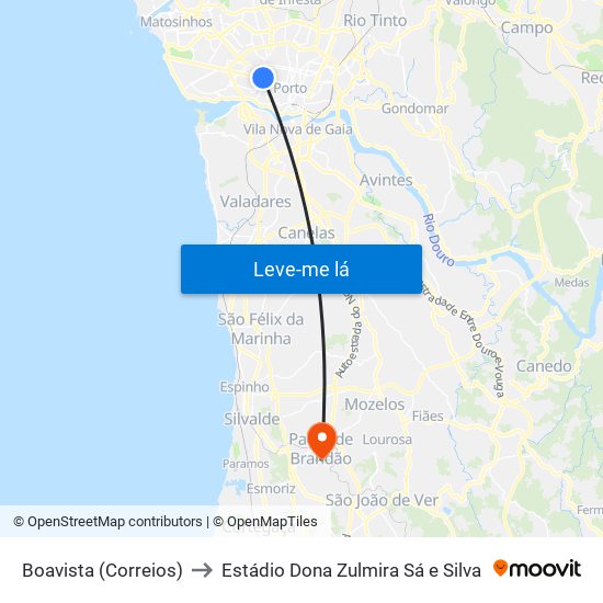 Boavista (Correios) to Estádio Dona Zulmira Sá e Silva map