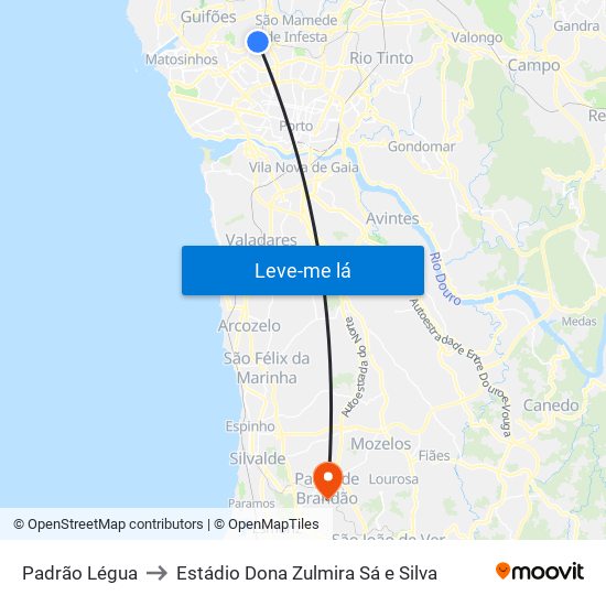 Padrão Légua to Estádio Dona Zulmira Sá e Silva map