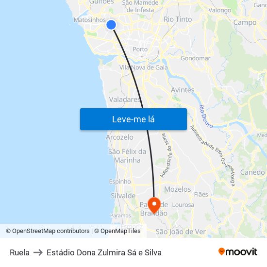 Ruela to Estádio Dona Zulmira Sá e Silva map