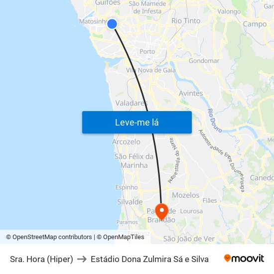 Sra. Hora (Hiper) to Estádio Dona Zulmira Sá e Silva map