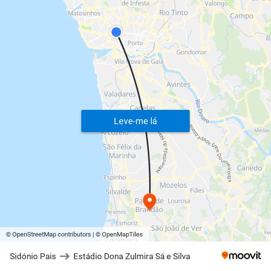 Sidónio Pais to Estádio Dona Zulmira Sá e Silva map
