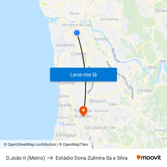 D.João II (Metro) to Estádio Dona Zulmira Sá e Silva map