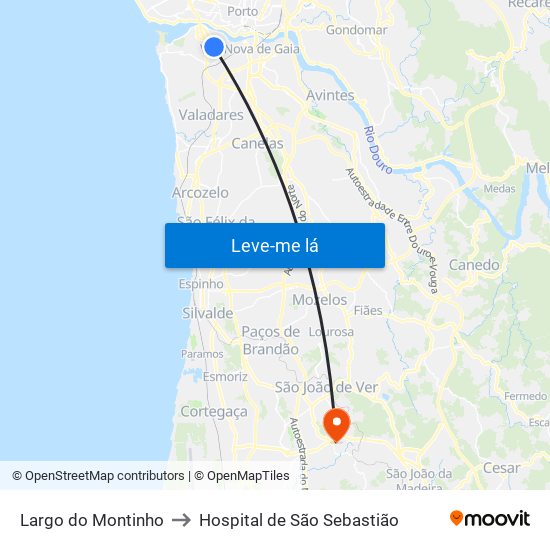 Largo do Montinho to Hospital de São Sebastião map