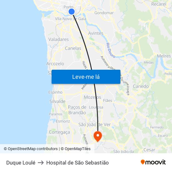 Duque Loulé to Hospital de São Sebastião map