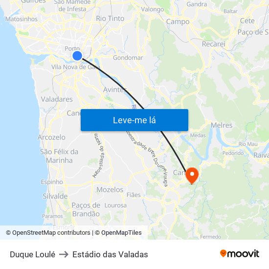 Duque Loulé to Estádio das Valadas map