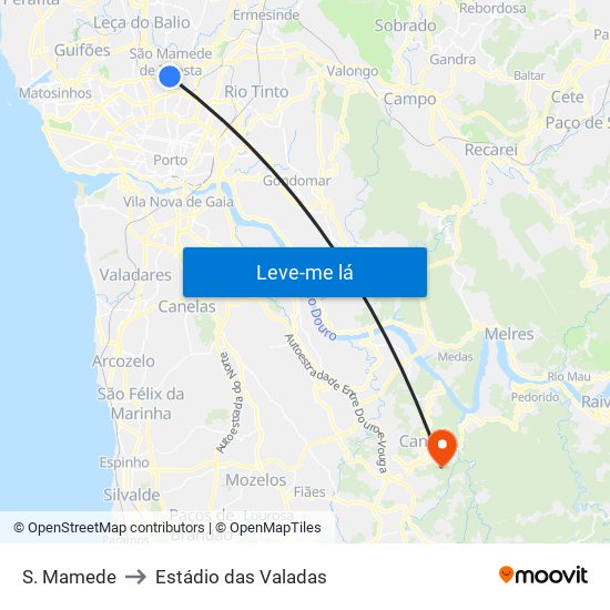 S. Mamede to Estádio das Valadas map