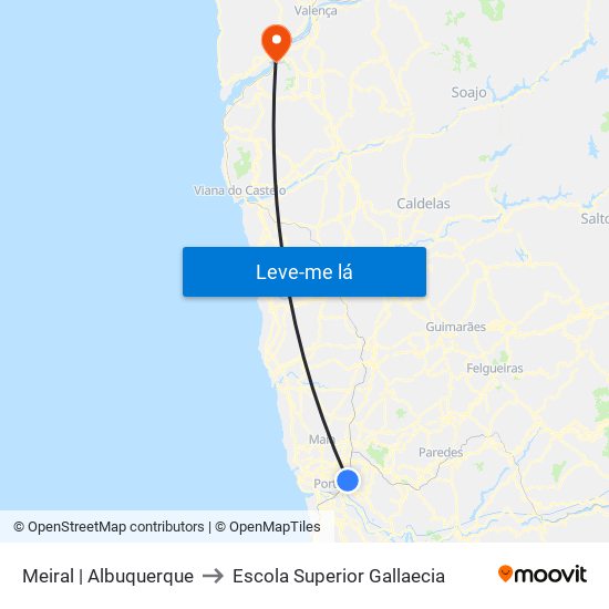 Meiral | Albuquerque to Escola Superior Gallaecia map