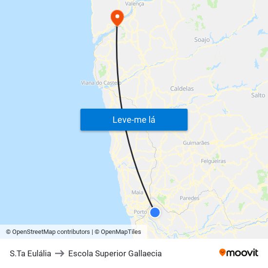 S.Ta Eulália to Escola Superior Gallaecia map
