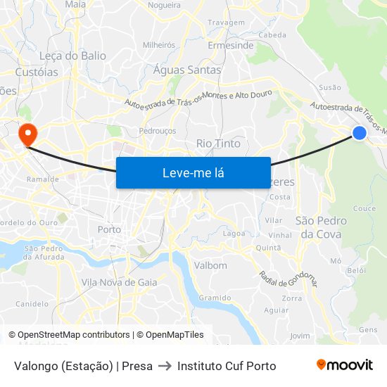 Valongo (Estação) | Presa to Instituto Cuf Porto map