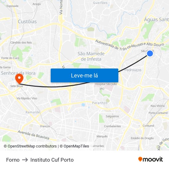 Forno to Instituto Cuf Porto map