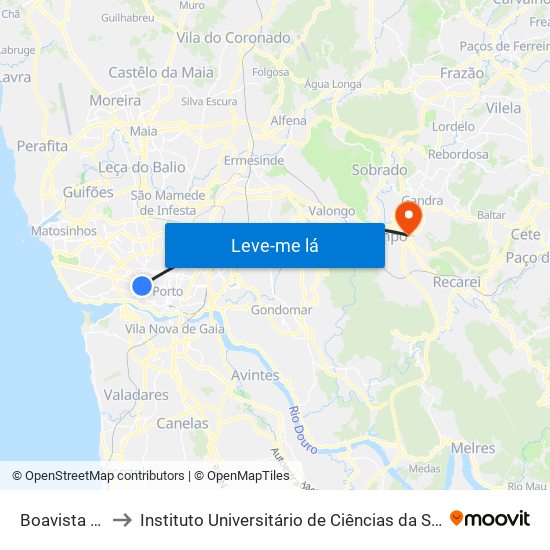 Boavista (Bom Sucesso) to Instituto Universitário de Ciências da Saúde; Escola Superior de Saúde do Vale do Sousa map