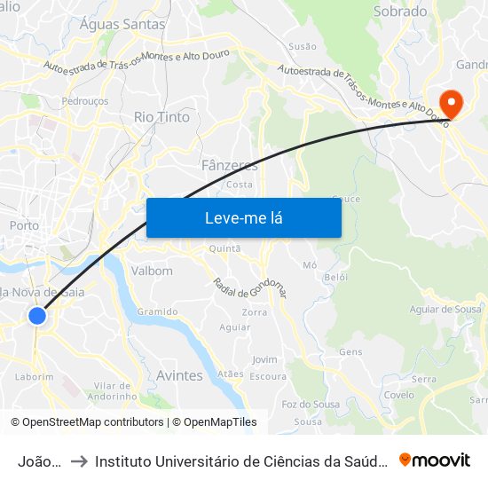 João de Deus to Instituto Universitário de Ciências da Saúde; Escola Superior de Saúde do Vale do Sousa map