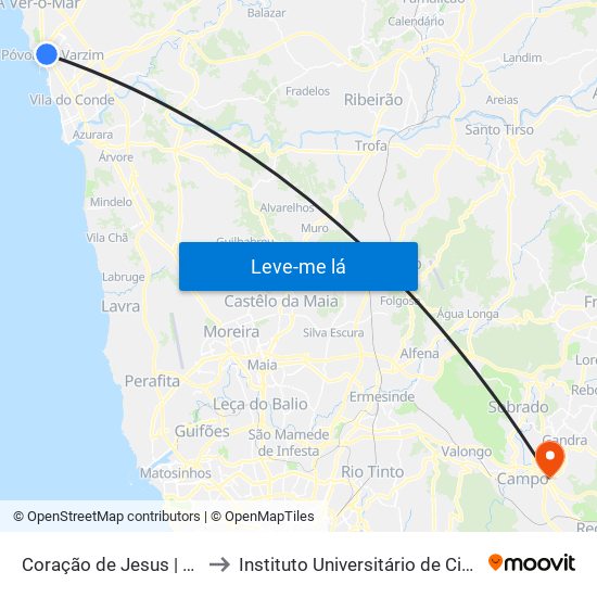 Coração de Jesus | Póvoa de Varzim (Ig. Sagrado Coração Jesus) to Instituto Universitário de Ciências da Saúde; Escola Superior de Saúde do Vale do Sousa map