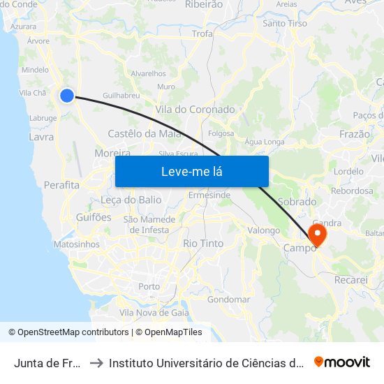 Junta de Freguesia de Modivas to Instituto Universitário de Ciências da Saúde; Escola Superior de Saúde do Vale do Sousa map