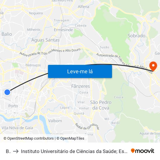 Bcg to Instituto Universitário de Ciências da Saúde; Escola Superior de Saúde do Vale do Sousa map