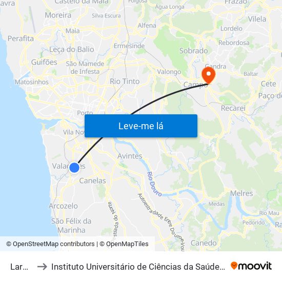 Largo Eirós to Instituto Universitário de Ciências da Saúde; Escola Superior de Saúde do Vale do Sousa map