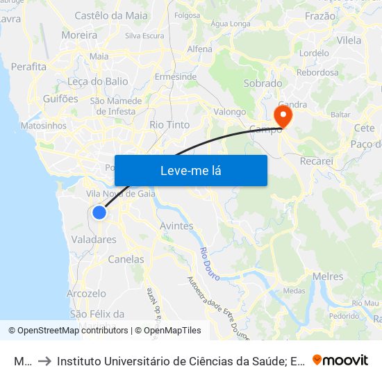 Makro to Instituto Universitário de Ciências da Saúde; Escola Superior de Saúde do Vale do Sousa map