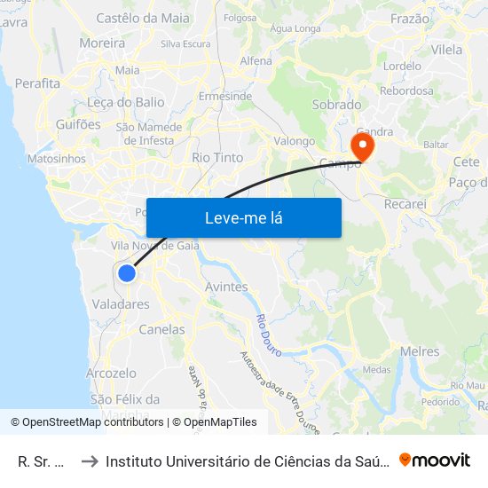 R. Sr. Matosinhos to Instituto Universitário de Ciências da Saúde; Escola Superior de Saúde do Vale do Sousa map