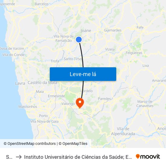 Souto to Instituto Universitário de Ciências da Saúde; Escola Superior de Saúde do Vale do Sousa map