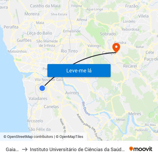 Gaiahopping to Instituto Universitário de Ciências da Saúde; Escola Superior de Saúde do Vale do Sousa map