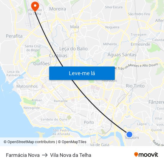 Farmácia Nova to Vila Nova da Telha map