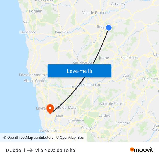 D João Ii to Vila Nova da Telha map