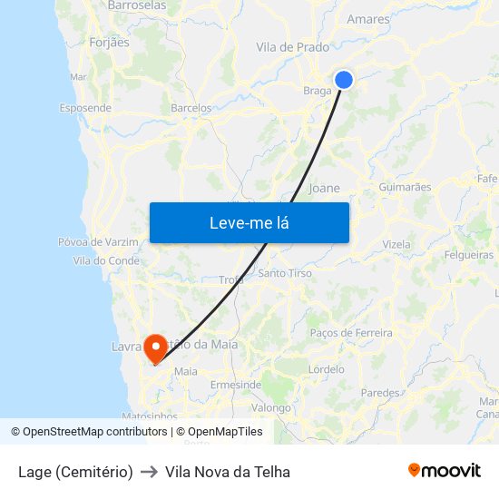Lage (Cemitério) to Vila Nova da Telha map