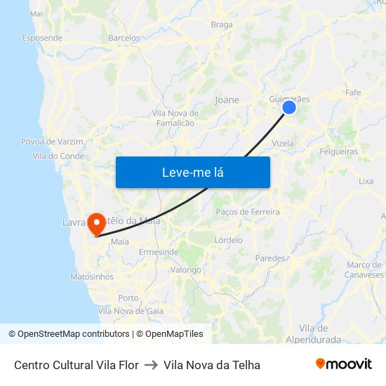 Centro Cultural Vila Flor to Vila Nova da Telha map