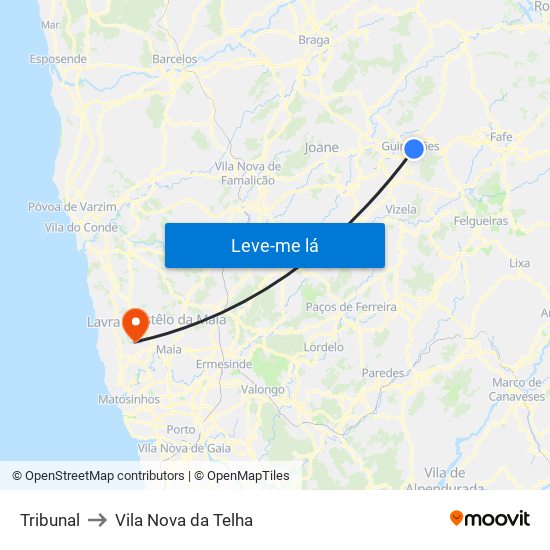 Tribunal to Vila Nova da Telha map