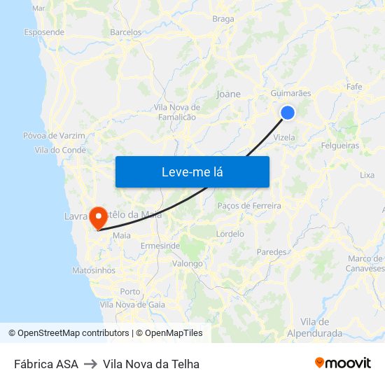 Fábrica ASA to Vila Nova da Telha map