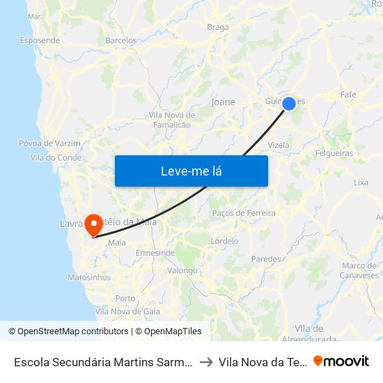 Escola Secundária Martins Sarmento to Vila Nova da Telha map
