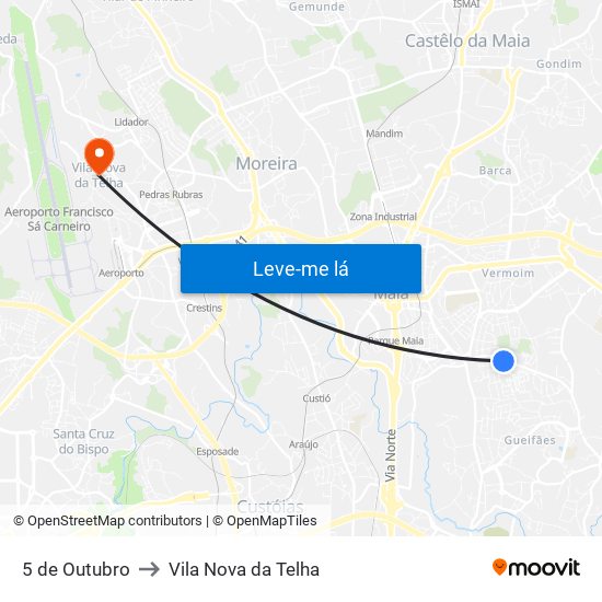5 de Outubro to Vila Nova da Telha map