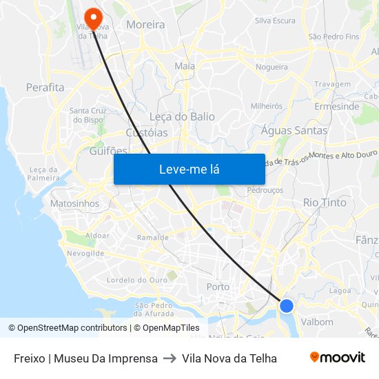 Freixo | Museu Da Imprensa to Vila Nova da Telha map