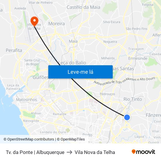 Tv. da Ponte | Albuquerque to Vila Nova da Telha map