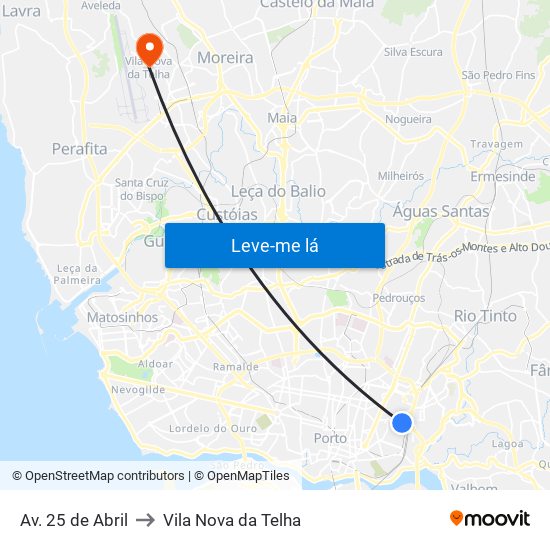 Av. 25 de Abril to Vila Nova da Telha map